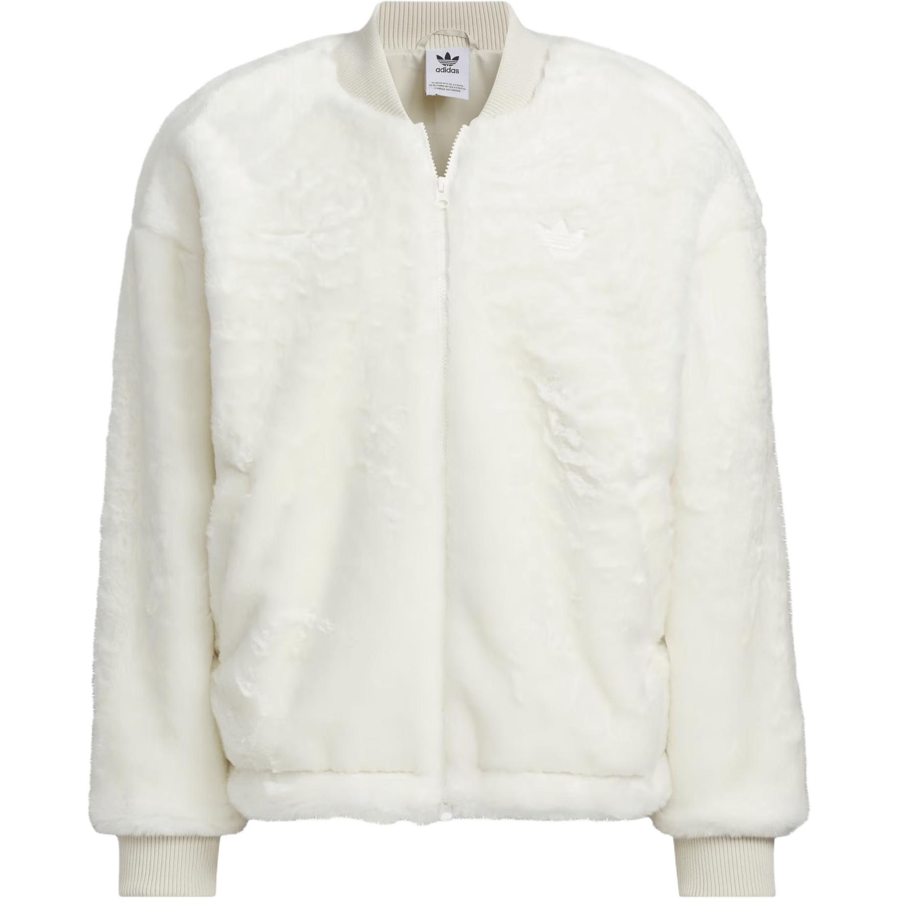 adidas Unisex Originals New Fur Jacket White Black JD3777 S