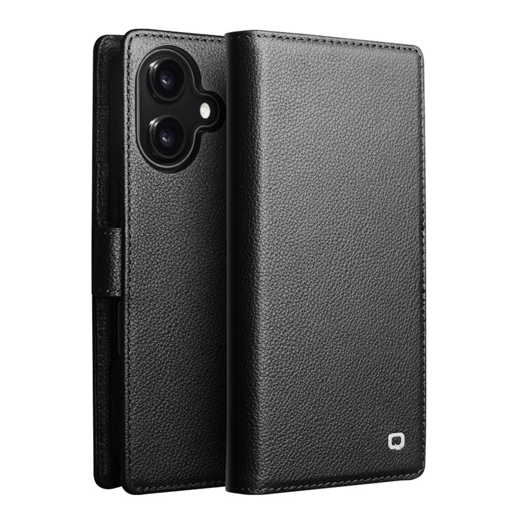 QIALINO For iPhone 17 Case Compatible with MagSafe Detachable Genuine Cow Leather Wallet Phone Cover