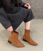Autumn and Winter New Fashionable Temperament Medium Boots Women's Thick Heel Pointed Leather Strap Punk Style Short Boots
