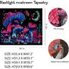 Onivein Blacklight Mushroom Tapestry Glow in the Dark Fantasy Plant Tapestry UV Reactive Moon Butterfly Frog Tapestries Poster Wall Hanging for