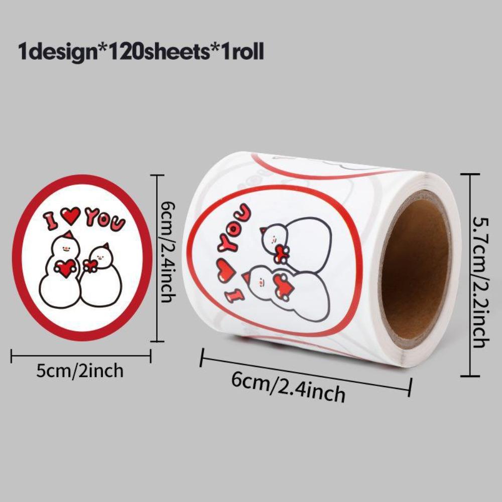 120pcs/roll Cartoon Merry Christmas Stickers Elliptical Decorative Gift Decorative Labels Easy to Use Convenient