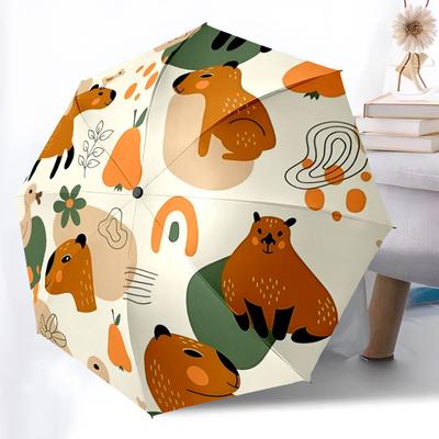 1pc Capybara PatternAutomatic Open/close Folding Umbrella, Compact Portable Travel Umbrella, Perfect Birthday/Holiday, Cute Umbrella Y049