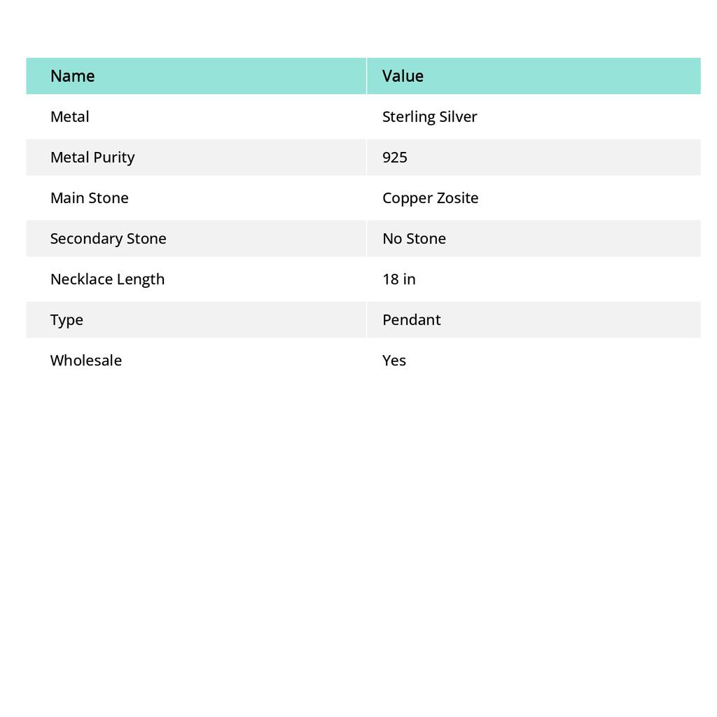 Copper Zosite Gemstone 925 Steling Silver Jewelry Pendant 2.13" T9u51