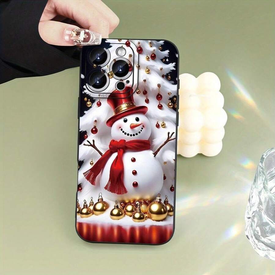 Christmas Snowman Pattern Phone Case For iPhone 17 16 Pro Max 11 12 13 14 15 Pro 7 8 Plus XS X XR SE2 16e Shockproof Soft Cover