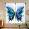 Piece Set High Definition Digital Printed Curtainscolorfulflowingbutterflyartstyleforrodcurtainshome Decoration Style Curtain Polyester