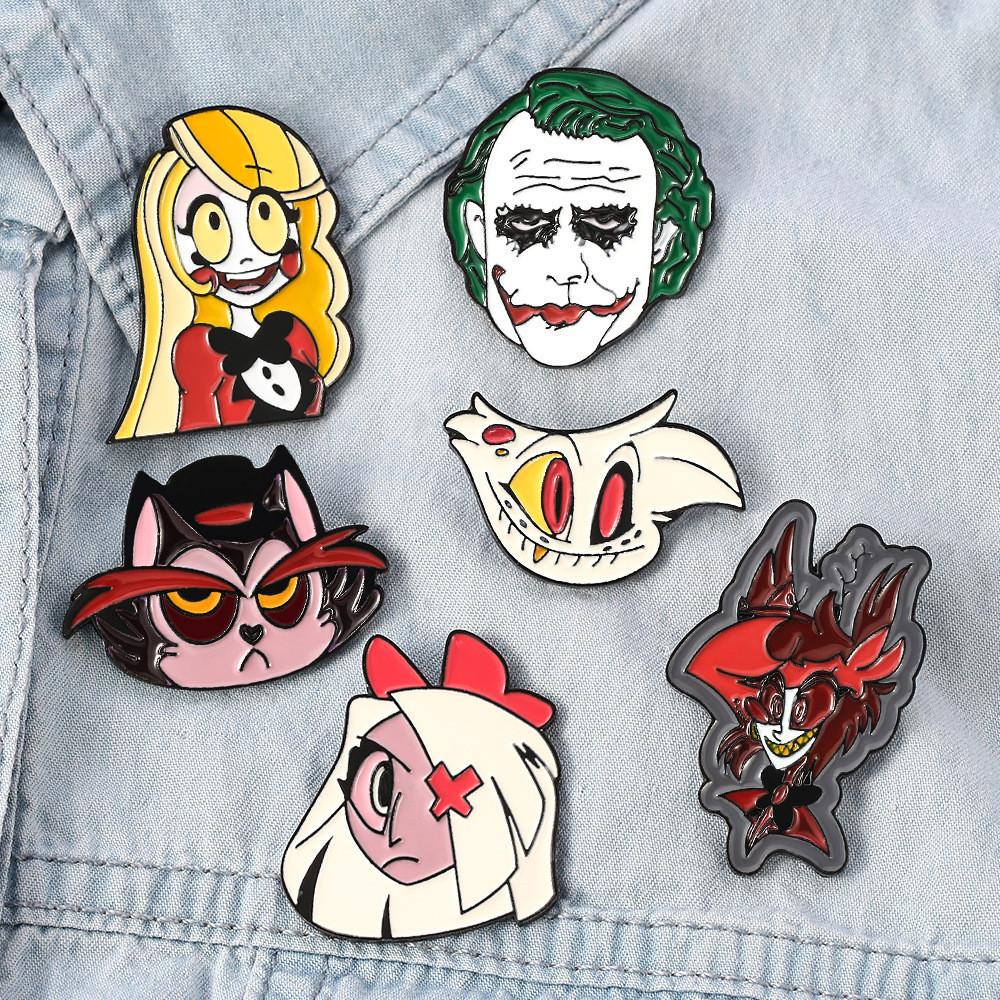 Hazbin Hotel Cartoon Drip Oil Alloy Brooch Geometric Style Factory Direct Sales
