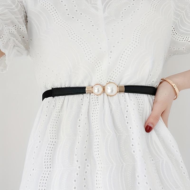 1 Piece Set with This Fashionable Artificial Pearl Women's Elastic Thin Waistband To Enhance Your Appearance for Daily Wear