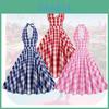 Barbie Death Powder Dream Sexy Deep V Internet Red Pink Checkered Cotton Flowing Explosion Street Sister Retro Party Dress