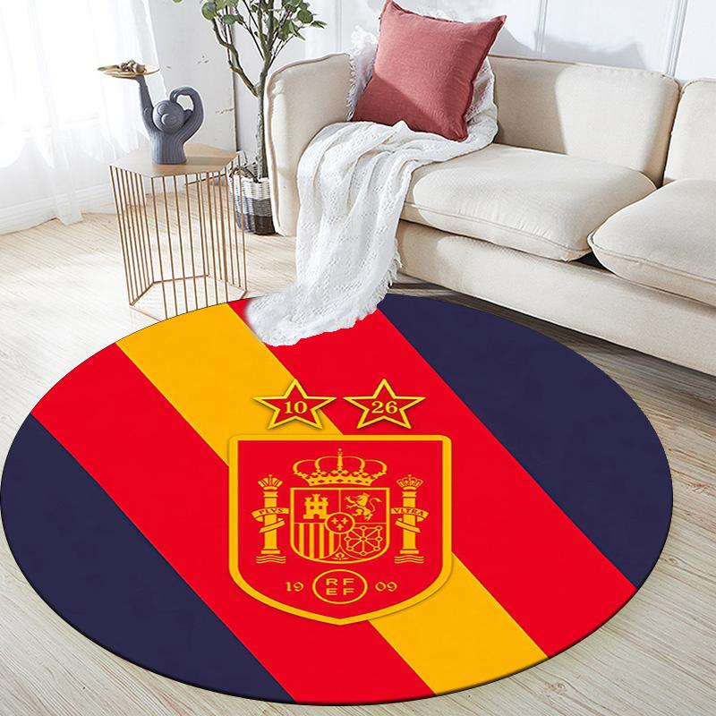 Spain National Football Team2 Round Area Rug,Carpet Rug for Living Room Bedroom Sofa Playroom Decor,Non-slip Floor Mat
