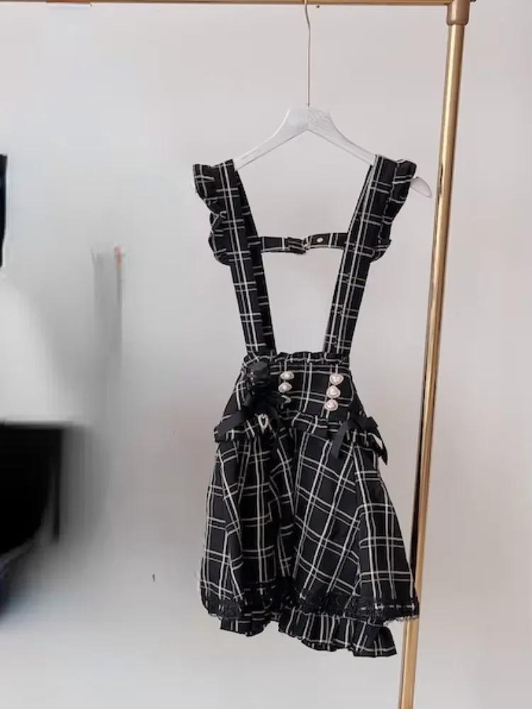 Japanese Sweet Lolita Style Mini Skirt Women Elegant Lace Bandage Party Cake Skirts Female Gothic Y2k Metal Buckle Skirt