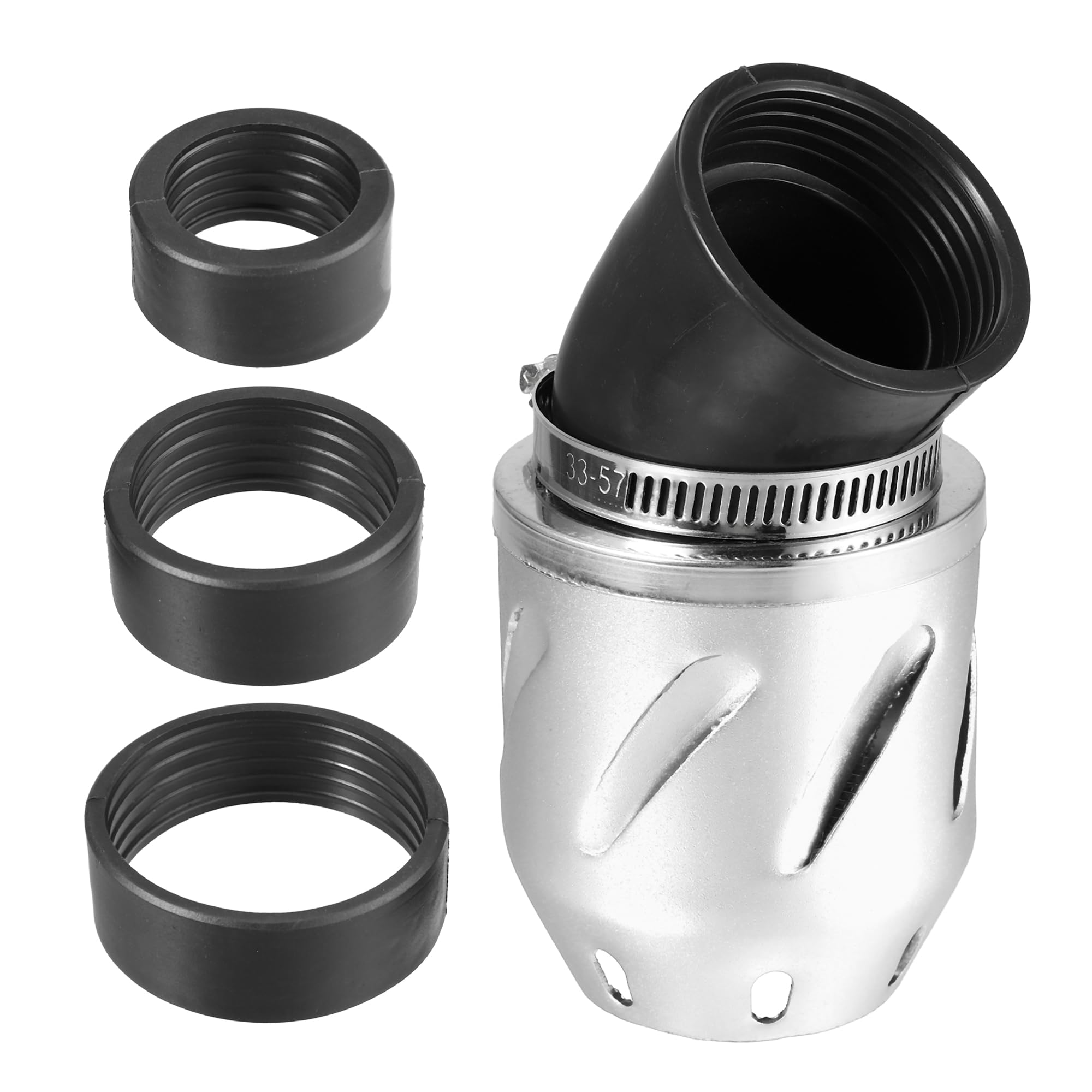 

VekAuto Motorcycle Air Filter 26/35/42/48mm ID 140x700mm Motorcycle ATV Durable Aluminum Alloy Silver Tone