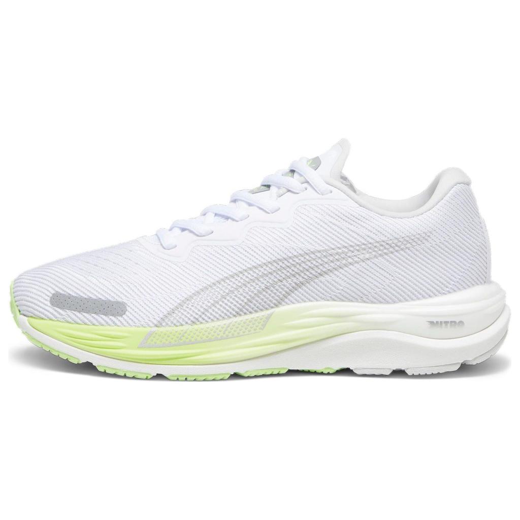Puma Velocity Nitro 2 Round Toe Lace-Up Cushioning Non-Slip Low-Top Running Shoes Women Sneaker White Green 376262-18