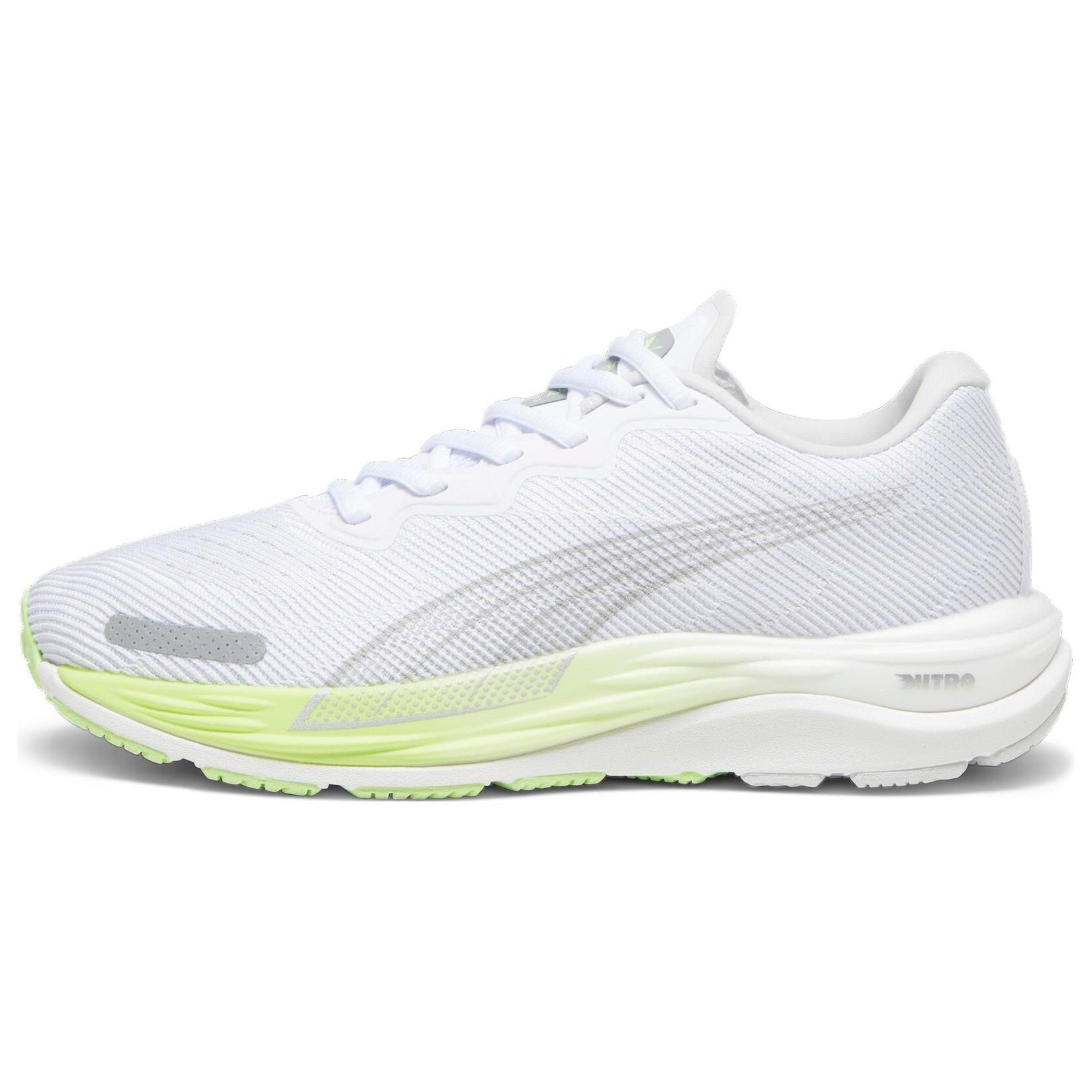 

Puma Velocity Nitro 2 Кроссовки с круглым носком на шнуровке с амортизацией и нескользящей подошвой, низкие, для бега, женские, белые с зеленым, 376262-18 36