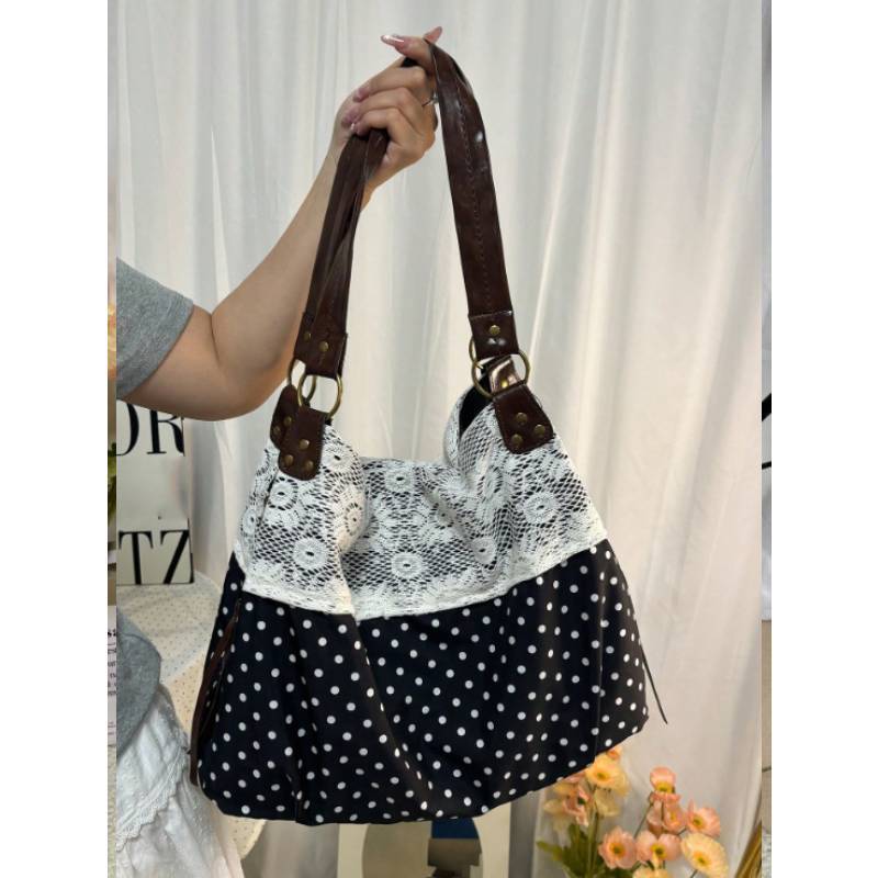 Casual Floral Cotton Patchwork Embroidered Bag For Daily Use With Lock Closure