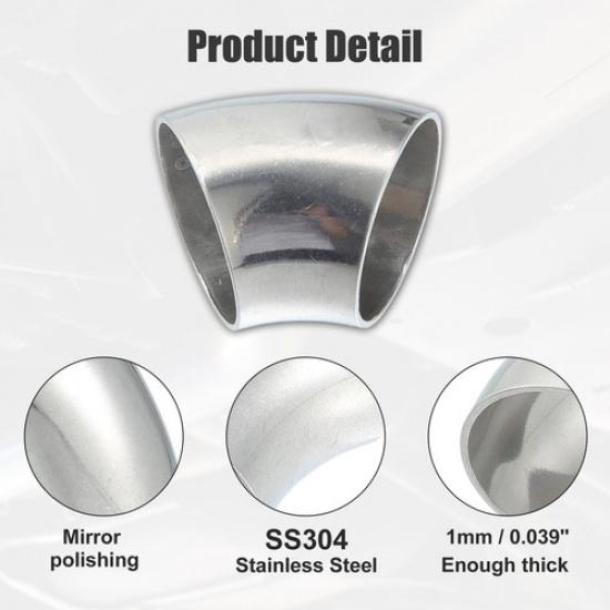 2pcs OD 1.25" 45 Degree 0.039" Thickness Stainless Steel Exhaust Elbow Pipe