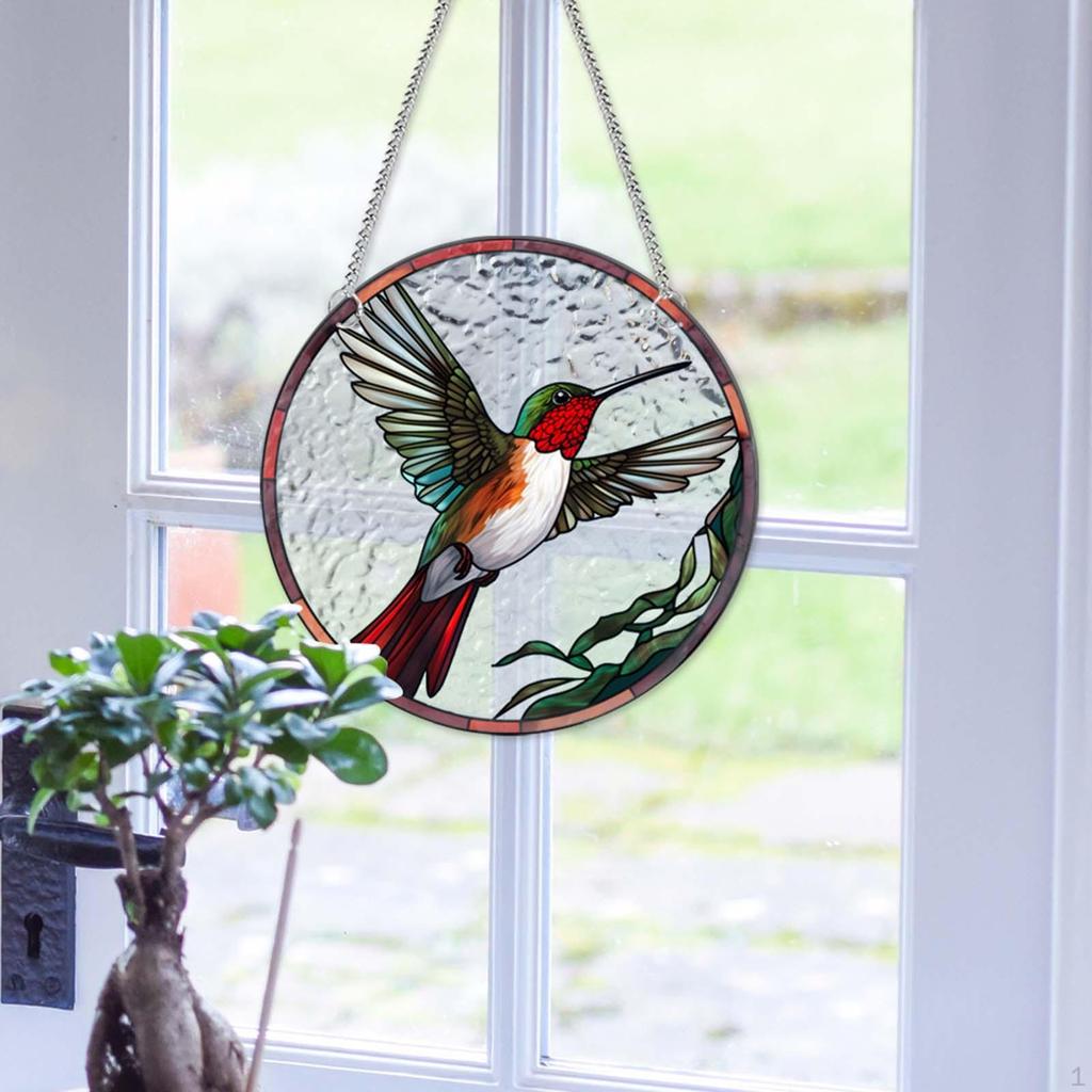 Colorful Decorative Hanging Stained Glass Gift Acrylic Bird Ornament for Outdoor Bedroom