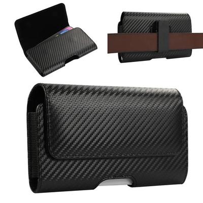 Rotating Clip Leather Waist Belt Phone Case for Men & Elderly, Crossbody, One Layer, Fits 6.5-6.7 Inch Devices