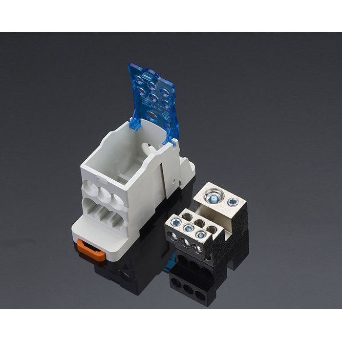 160A Terminal Distribution Box for DIN Rail, Transparent Dustproof Cover - AIMOONSA