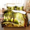 Forest Soft Duvet Cover Set,Forest Featuring Shaded Tres Dreamy Wodlplus Scene,2/3pcs Nature Scenery Beding Set Quen Sized Dimensions,Gren Brown
