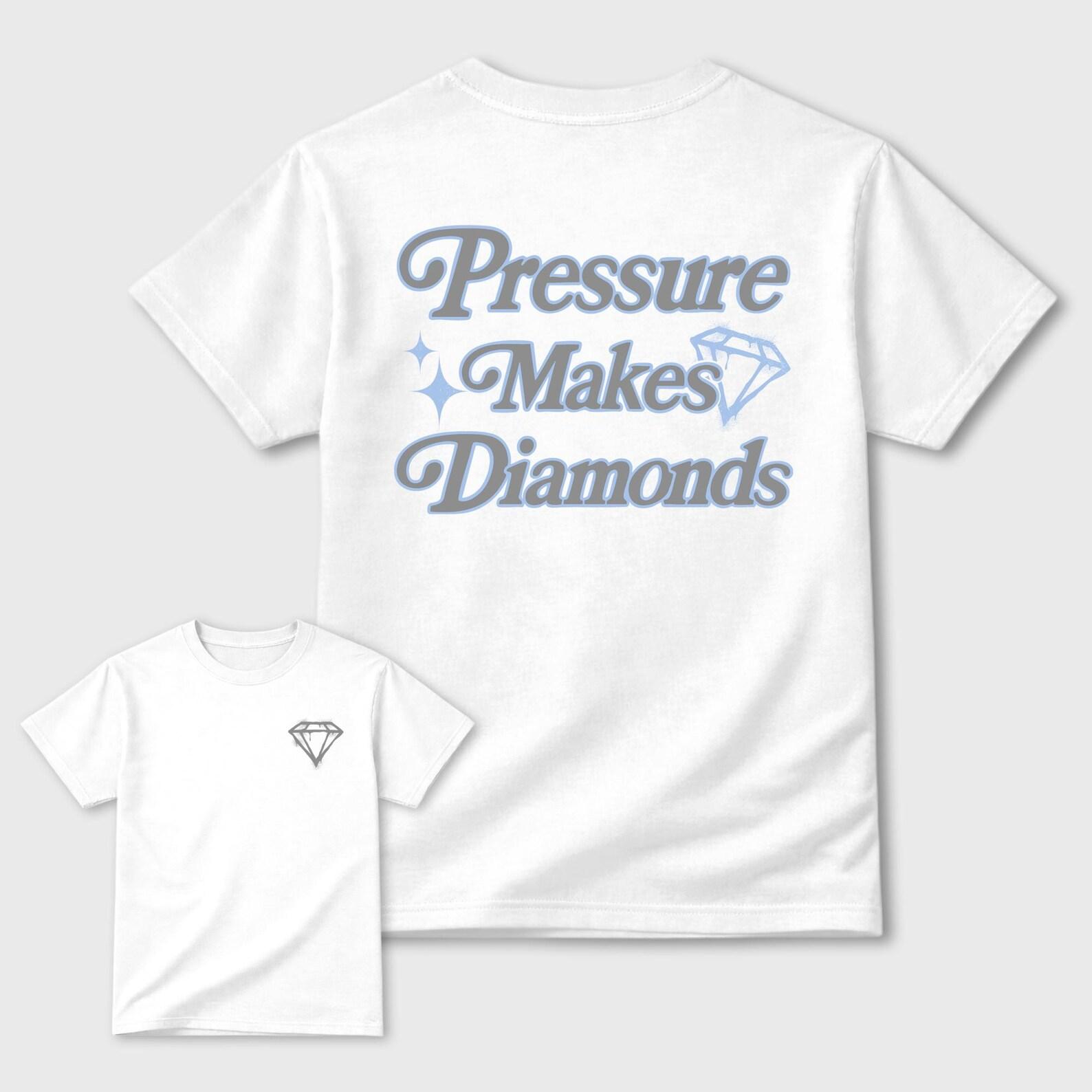 Pressure Makes Diamonds graphic tee. Streetwear Brand Graphic T-Shirt. 5s White Metallic L