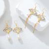 Teamer Enamel Folding Fan Charms Pearl Pendant Earrings For Women Girls Stainless Steel Hoop Earrings Fashion Jewelry Gift New