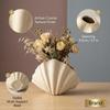 Ambachtelijke Schelpvormige Keramische Vaas, 4,5" Organische Textuur Sculpturale Pot, Moderne Strandhuis Decoratie voor Tafelblad, Entree & Kantoor