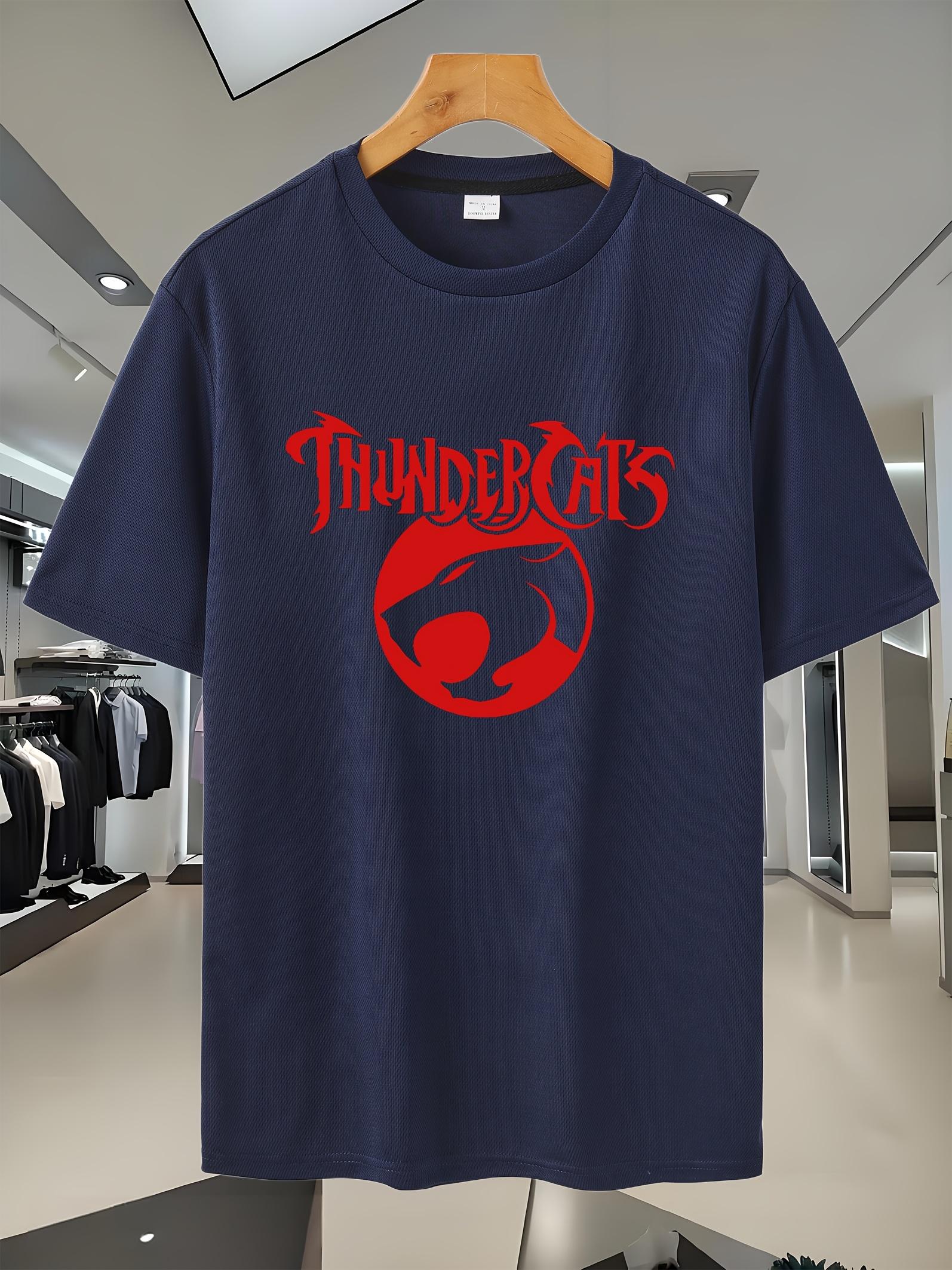 

4D2025 Thunder Cats Graphic Print Breathable Mesh T-shirt - White with Red & Black Design XXXXL