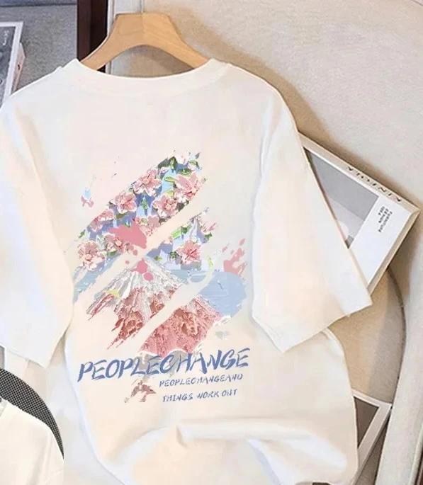 

Womens Tshirt Short Sleeve White Pure Korean Style Summer New Design European Top Fashion Women Clothing Graphic T Shirts Y2K S
