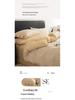 Spring/Summer Premium Cotton and Linen Four-piece Set with Buttoned Duvet Cover in Simple Stripes/Checks