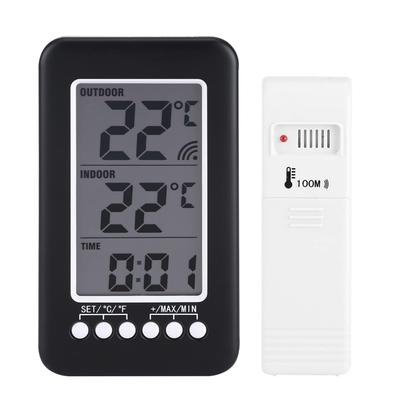 Indoor Outdoor Thermometer LCD Thermo Meter with Clock Wireless Temperature Room Therm Ometer Digital Ther Mometer for Home Office Bedroom