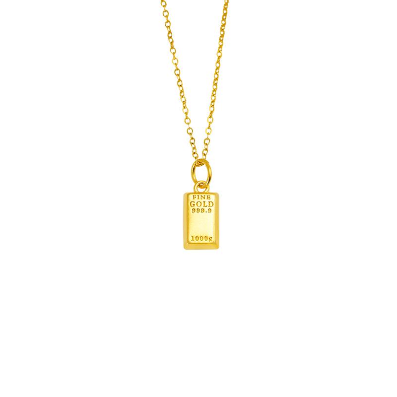 Colier cu Pandantiv Bară de Aur Simulat Nisip Auriu - Bijuterii din Aliaj de Alamă de Lungă Durată, care Nu se Decolorează pentru Femei