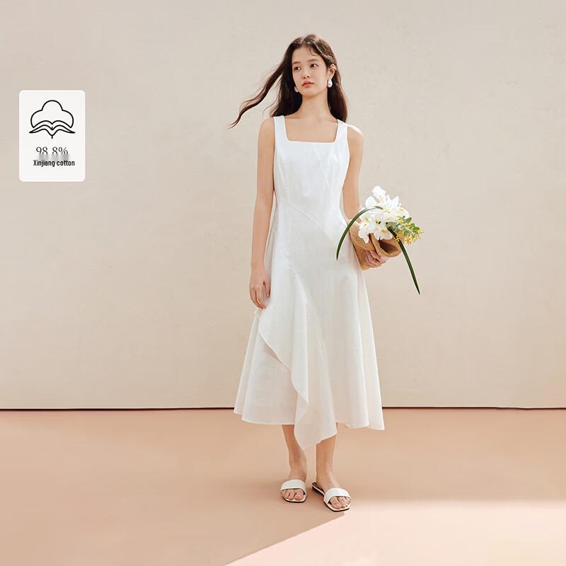 INMAN Irregular Split Sleeveless Square Neck Dress S