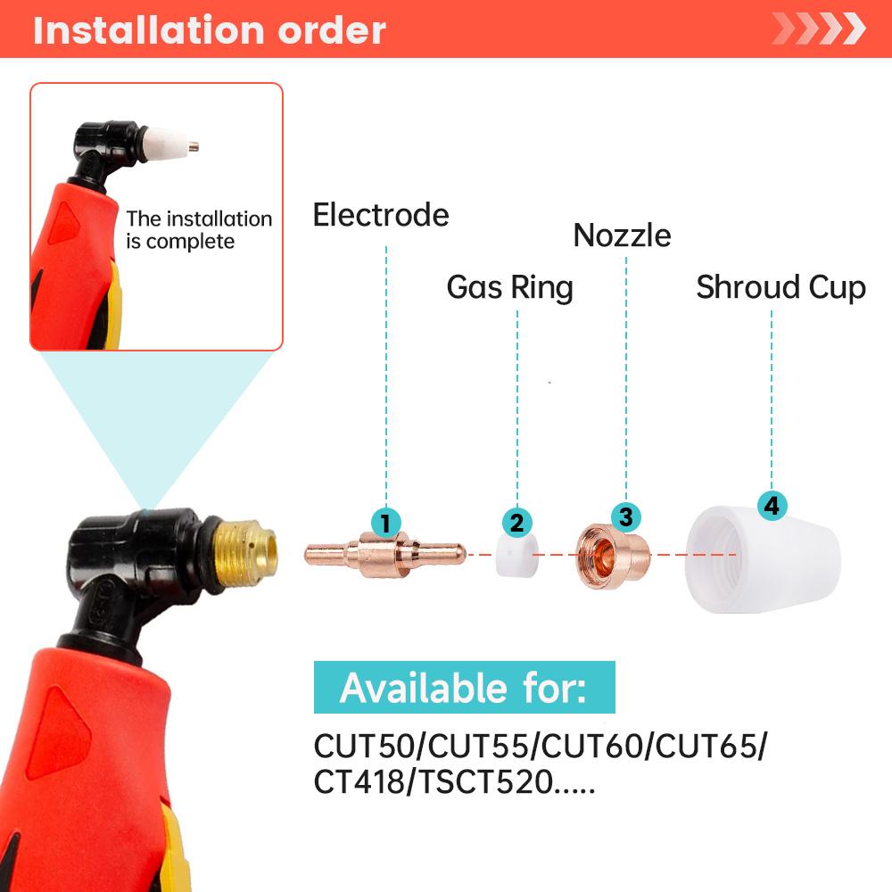 32pcs Plasma Cutter Tip Nozzle and Electrode Set  for  For PT31 LG40 Plasma Cutter Welding Tools