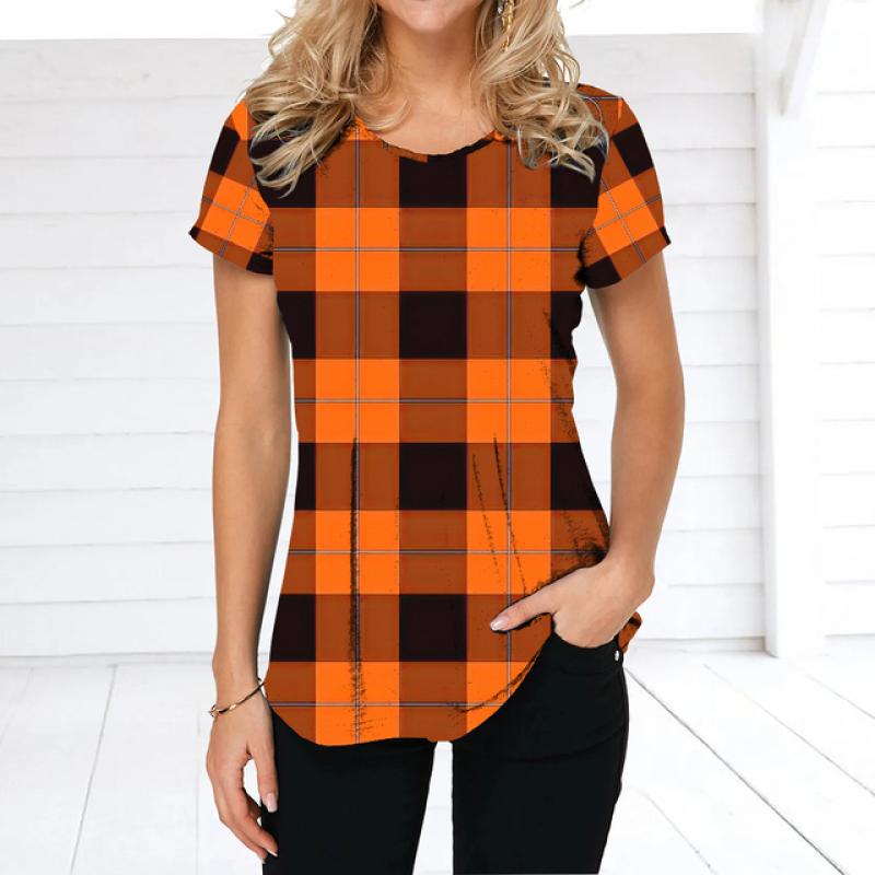 Vintage Damen T-Shirt Sommer Kurzarm Top T-Shirt Bunte Patchwork Kleidung O-Ausschnitt Übergroße Bekleidung Täglich für Damen T-Shirt