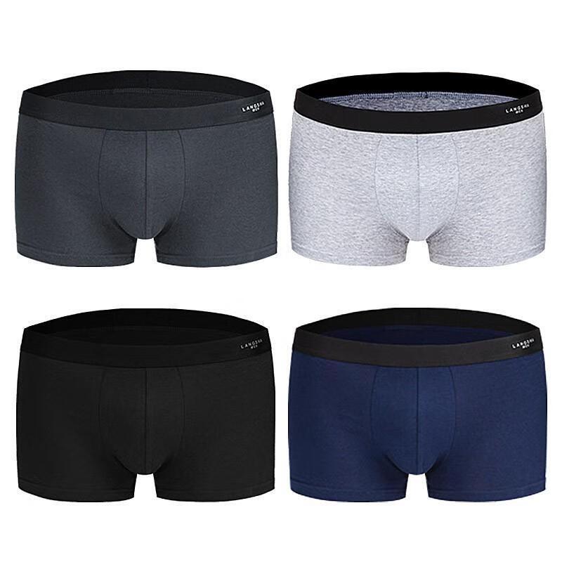 LangSha Men's Cotton Mid-Waist Boxer Briefs