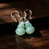 Retro Jade Gourd Ear Hook Earrings: Women's Elegant Chinese Style in Bean Green