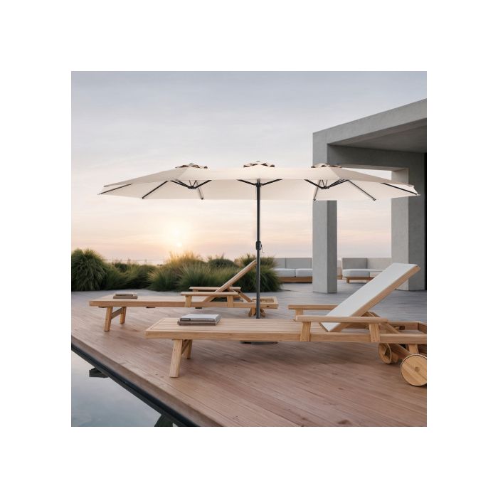 Parasol Extérieur Rectangulaire Double Face De 4,5 M Avec Manivelle (kaki) (sans Pied)