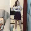 2026 Summer Trendy Dopamine Student Girls’ Cotton Short Sleeve Tee & Denim Skirt Set