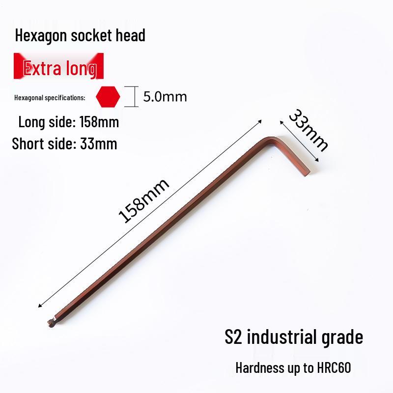 S2 Extended Ball Head Hex Key Wrench, High Strength Hardened 5mm/4mm Hexagonal Tool