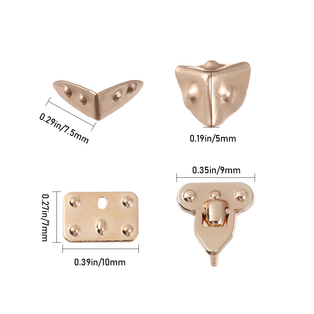4Pcs Mini Metal Crafts DIY Manual BJD Doll Bags Parts Doll Suitcase Box Case Corner Protector Luggage Trunk Lock Box Accessories