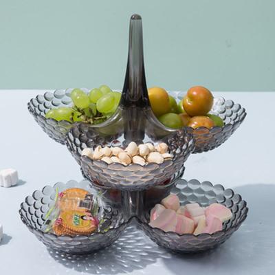 Stackable Multi-Layer Plastic Fruit Tray Candy Tray, Multi-Purpose Rotatable Coffee Table Treat Holder (Multi-Color Available)