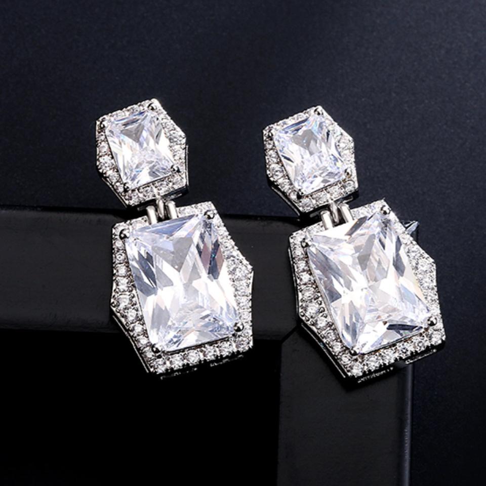 ZAKOL Water Droplet Leaves Copper Micro-set Zircon Women's Dangle Earrings Exquisite Fashion Bridal Wedding Charm Jewelry