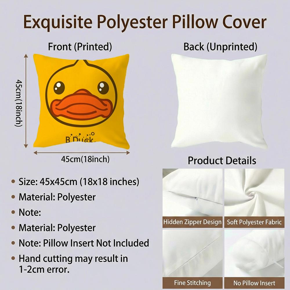 Cute Brand B-B.Duck Cushion Cover Premium Soft Pillowcase Skin-Friendly Breathable Multi-Purpose For Home Office Travel