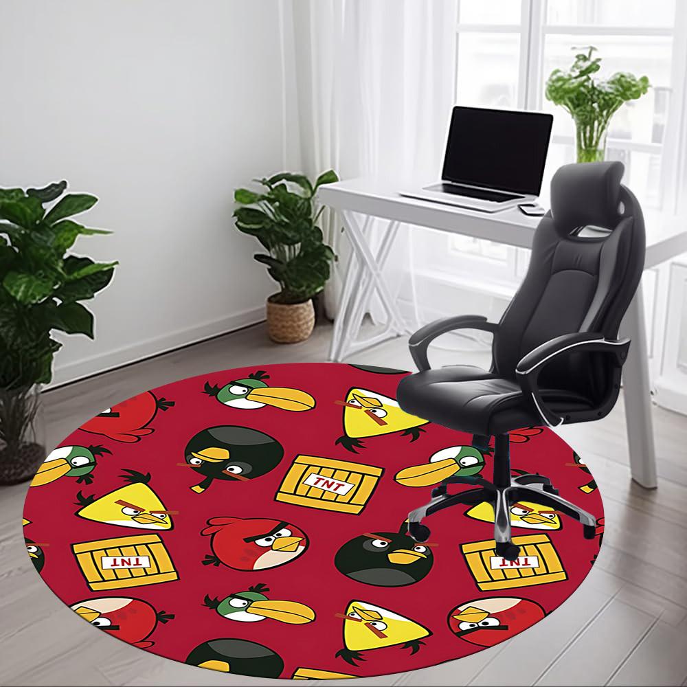 1pc Angry Birds Pattern Office Round Area Rug,Bedroom Living Room Home Decor, Room Deco a1016144