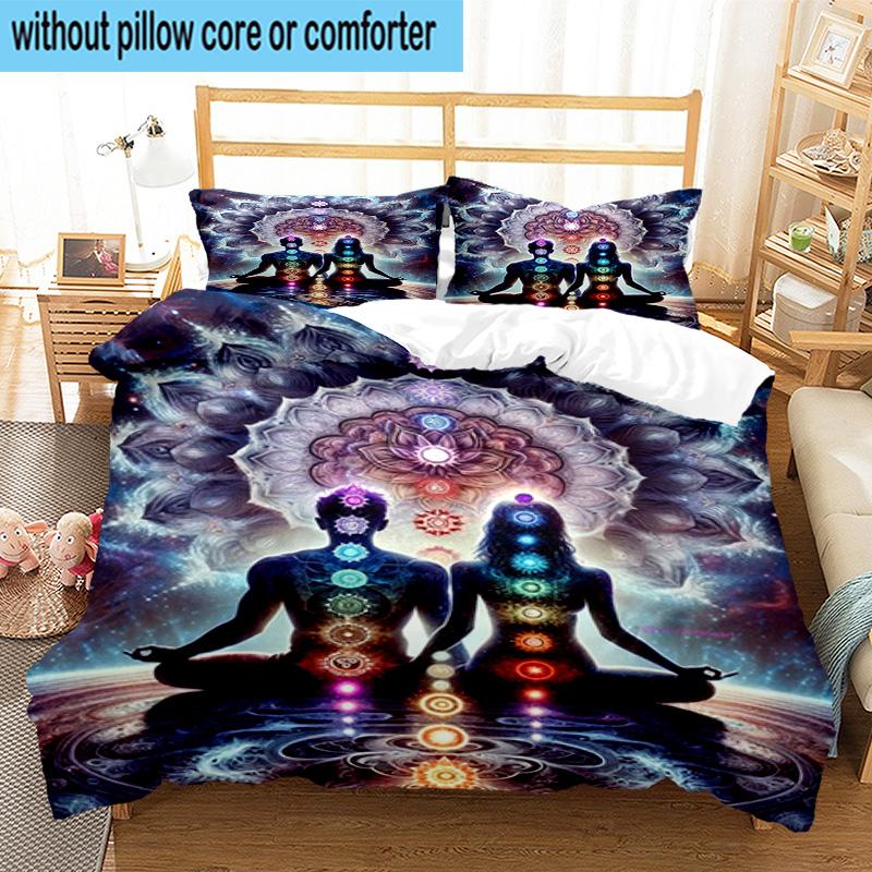 Chakra Balance Meditation 3pcs Bedding,Including 1pc Duvet Cover And 2pcs Pillowcases Perfect for Christmas,Ideal for Bedroom, Dormitory