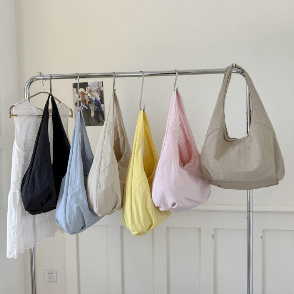 Candy Color Casual Tote Bag Large Capacity Japanese Style Shoulder Bag Nylon Shoulder Bag  Unisex