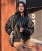 Lady Volume 9232 Washed Leather Oversized Blouson (Black)