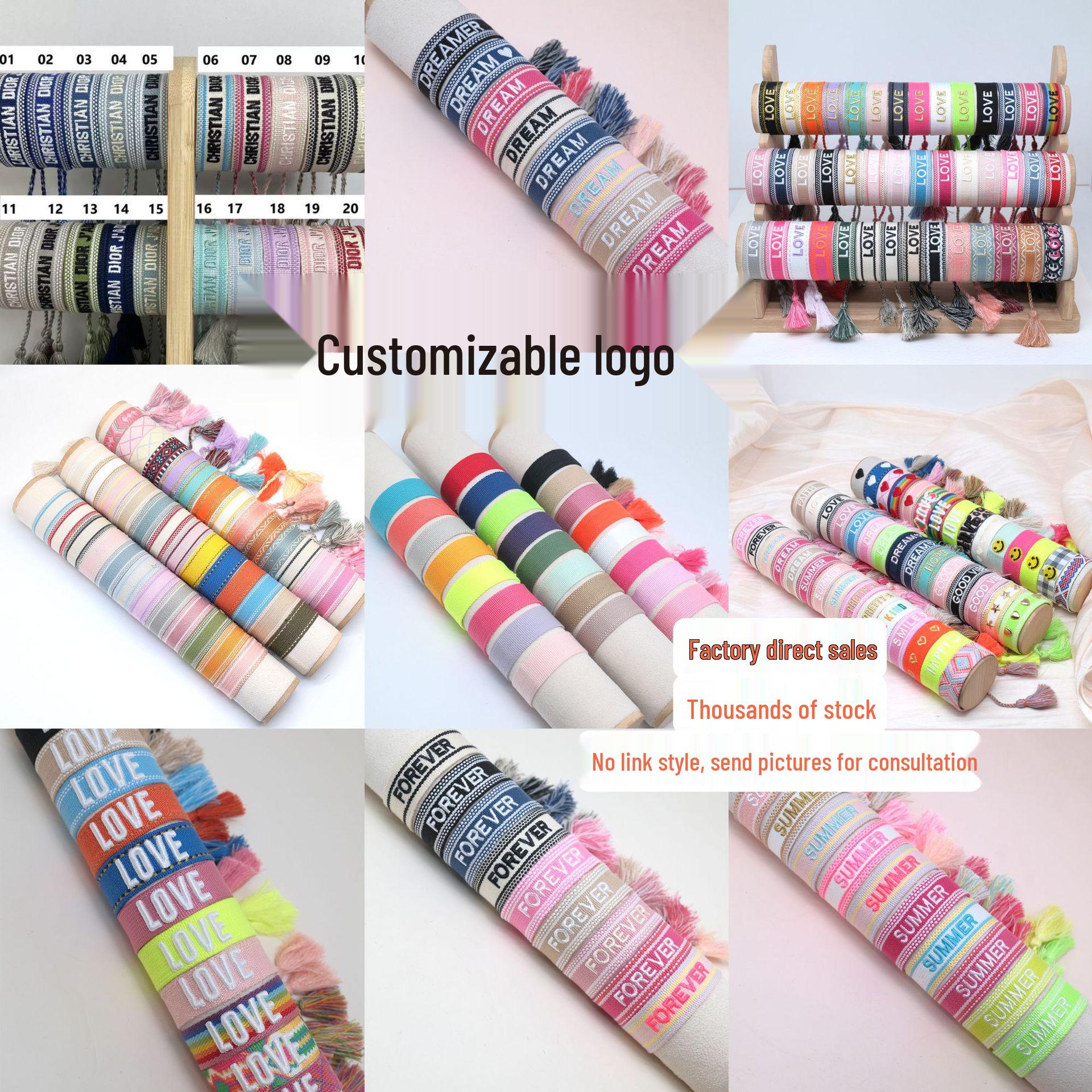 

Богемный этнический браслет с кисточками и вышивкой логотипа на заказ