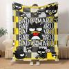 1pc Flannel Badtz-Maru, Cartoon Character, Checkered BackgroundThrow Blanket, Cartoon Truck Pattern Printed Blanket, Warm Cozy Soft Blanket