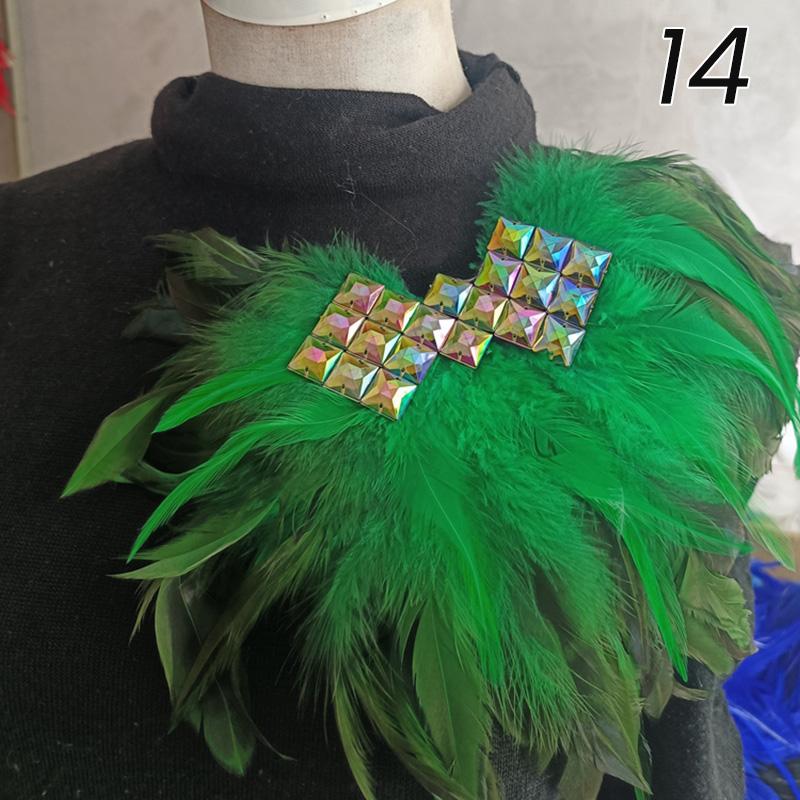 Bright Shining Gothic Women Natural Feather Epaulet Shrug Shoulder Strap for Halloween Carnival Costume Clothing Accessory